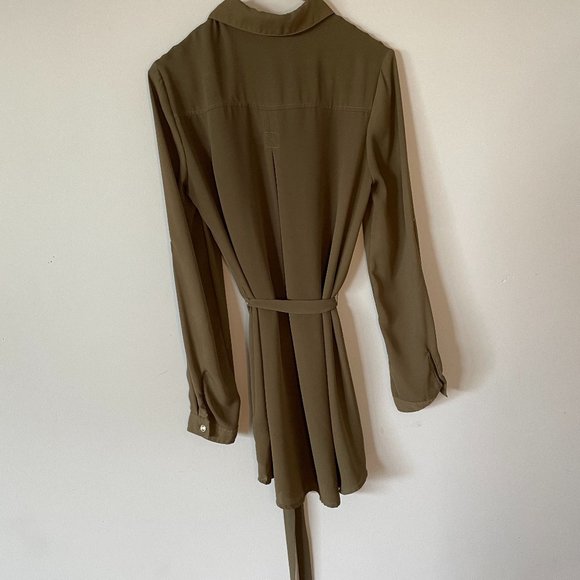 Long Sleeve Gold Button Down Dress - Picture 2 of 2